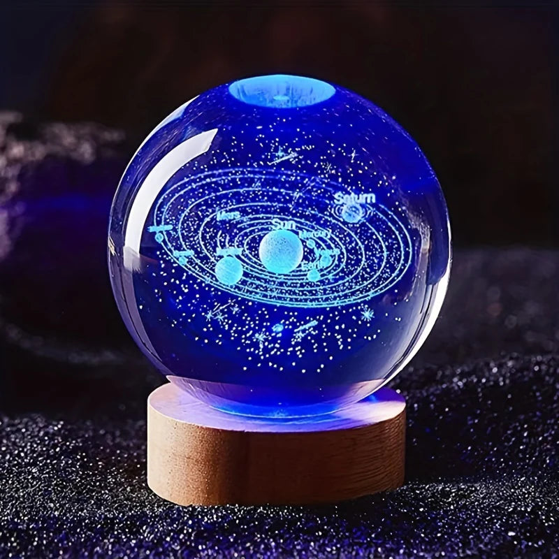 Illuminate Your Space with the Mesmerizing 3D Solar System Nightlight – A Stunning Crystal Glass Ball for Magical Nights